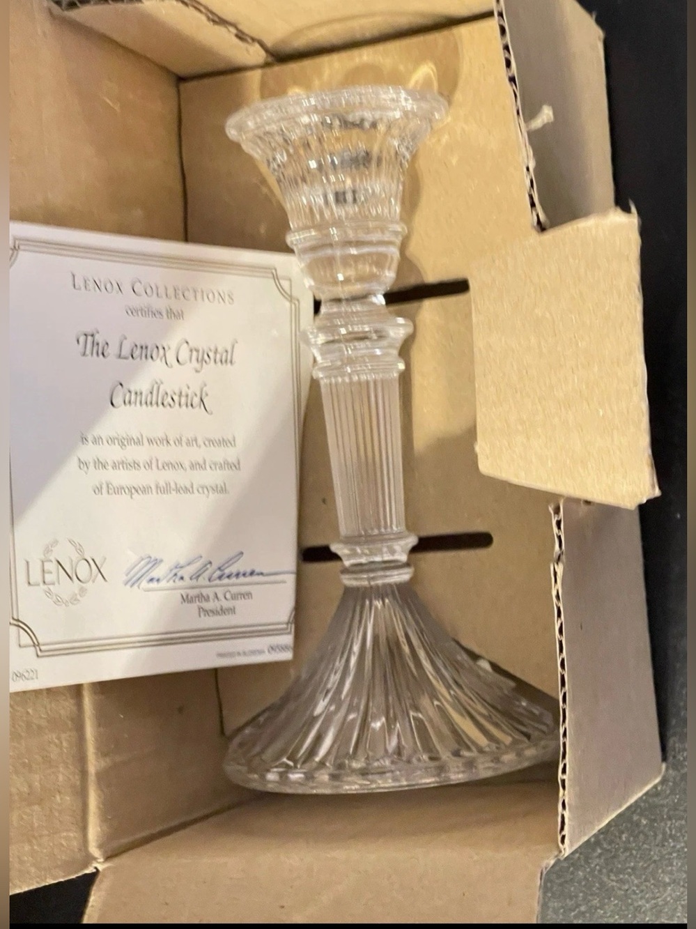Lenox Full Lead Crystal Candlestick Tapered Candle Holder NIB Made In Austria